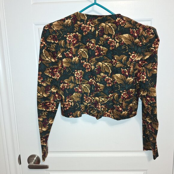 Vintage 80s Cotton Jacket with padded shoulders - Picture 4 of 9